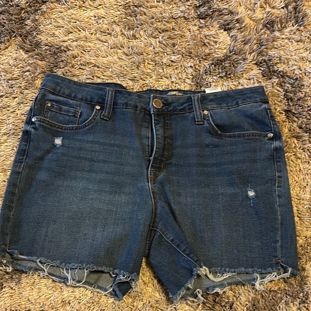 Seven7 Blue Jean Shorts with Distressed Hem